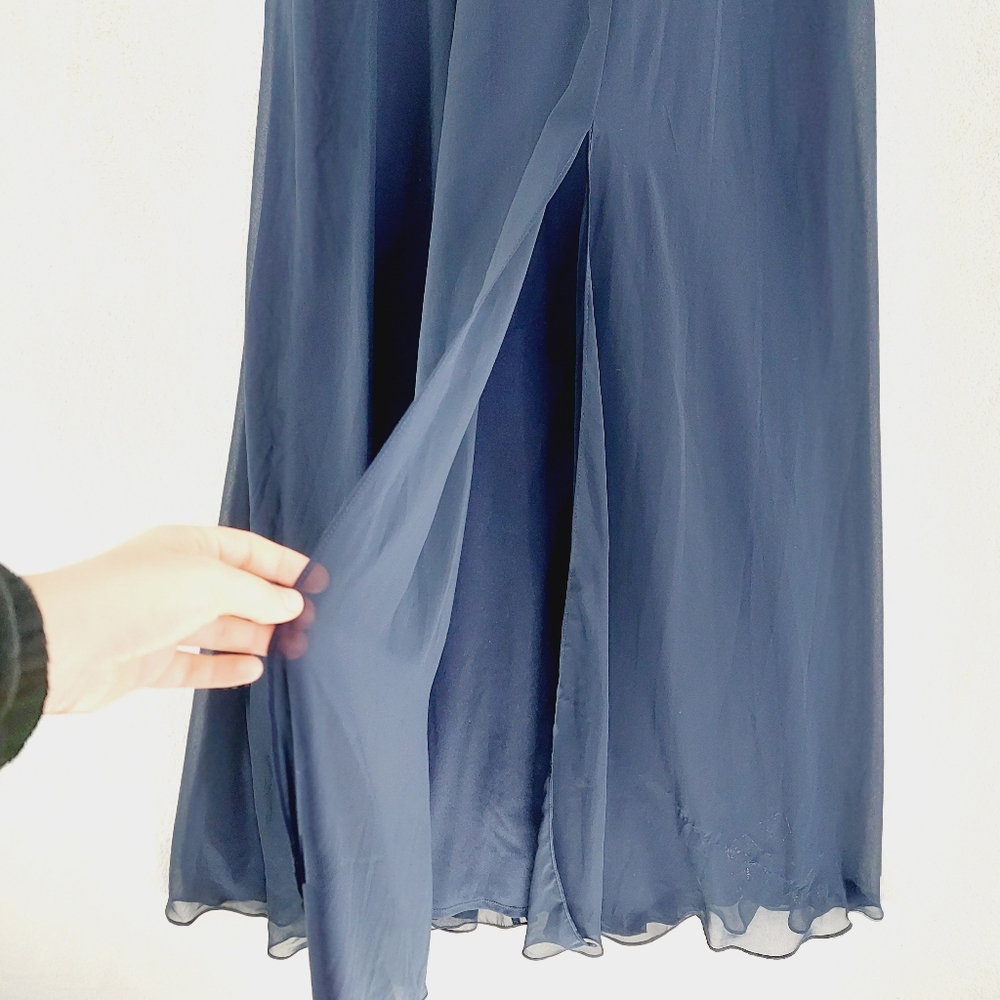 New After Six Sweetheart Neck Blue Floor Length Evening Gown P461 - Picture 6 of 11
